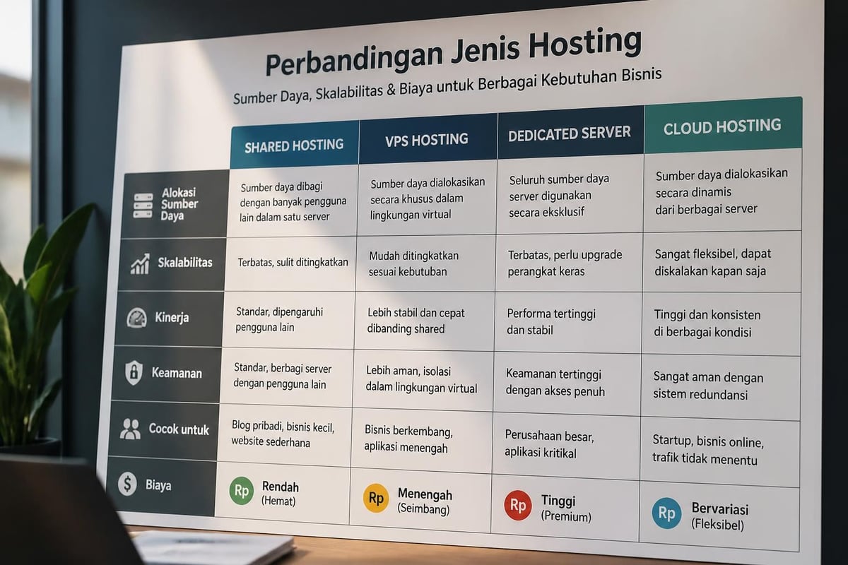 Website hosting tiers comparison