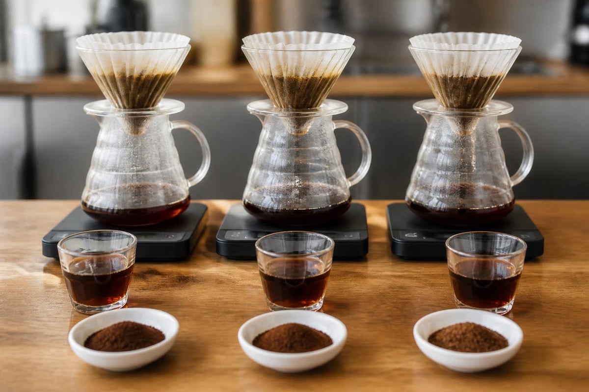 Coffee brewing ratios and grind sizes