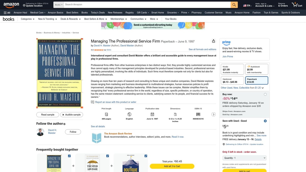 Top 7 Book on Management Consulting to Read in 2026 - Managing the Professional Service Firm by David H. Maister