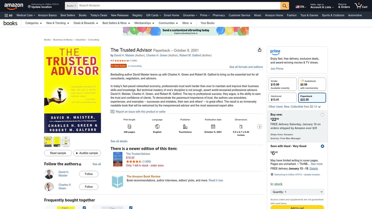 Top 7 Book on Management Consulting to Read in 2026 - The Trusted Advisor by David H. Maister, Charles H. Green, Robert M. Galford