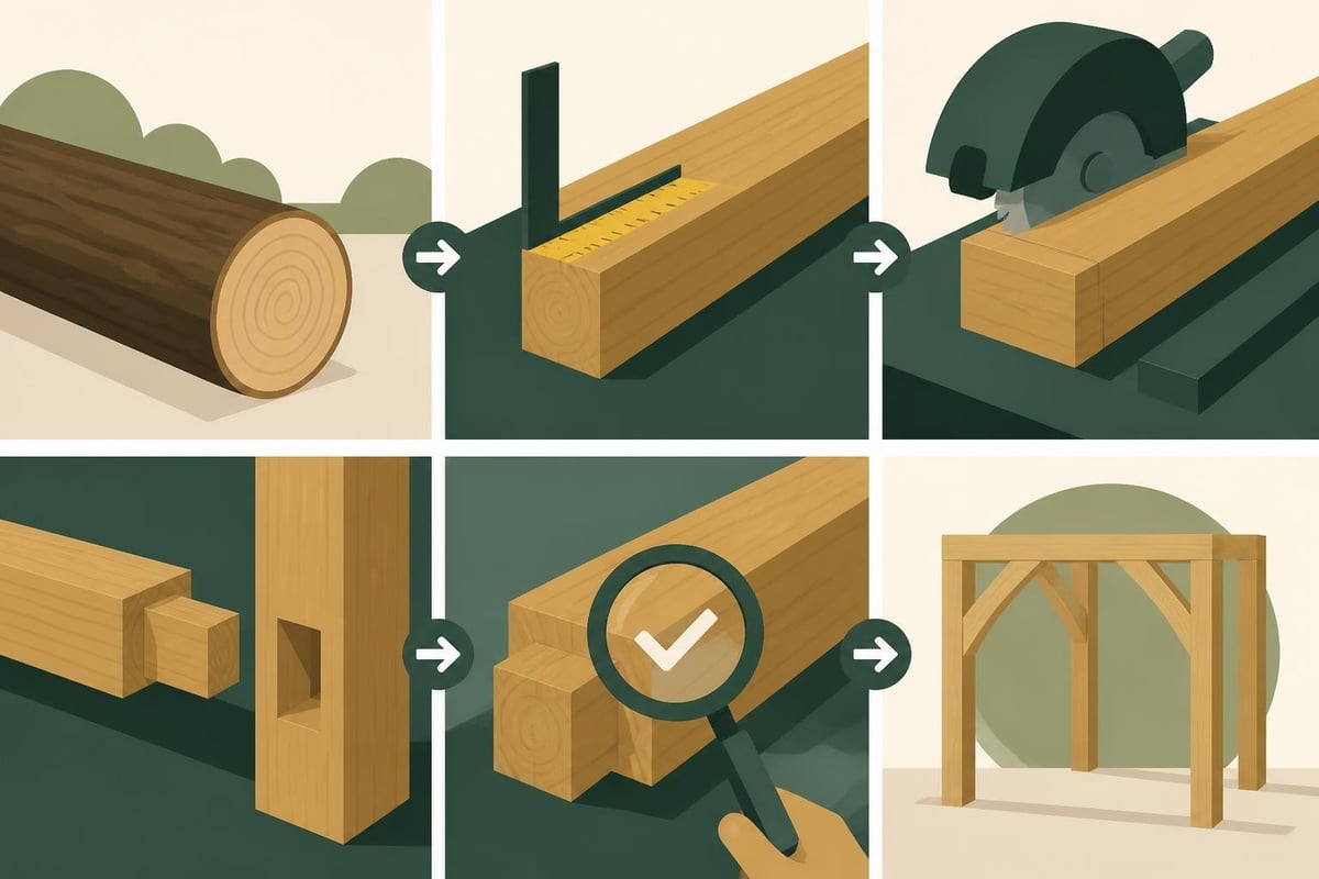 Timber frame workshop fabrication