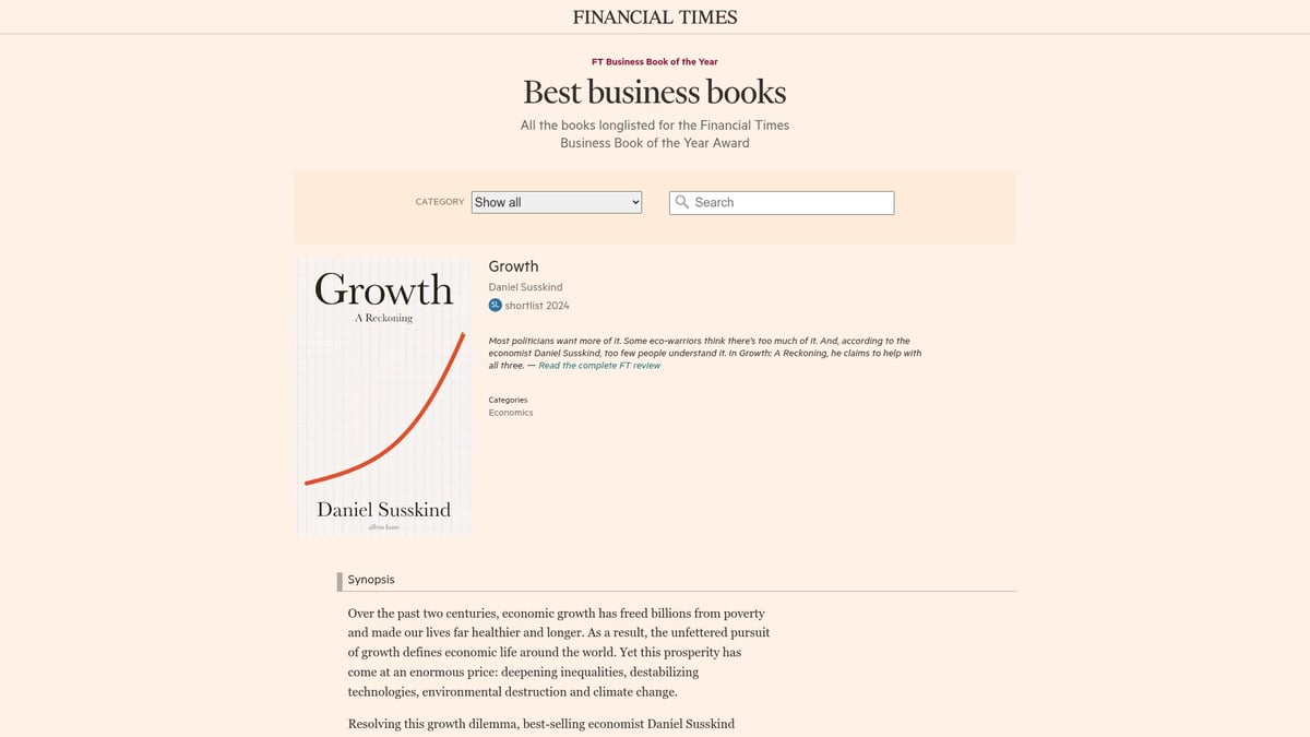 Top 10 Best Economic Books to Read in 2026 - Growth by Daniel Susskind
