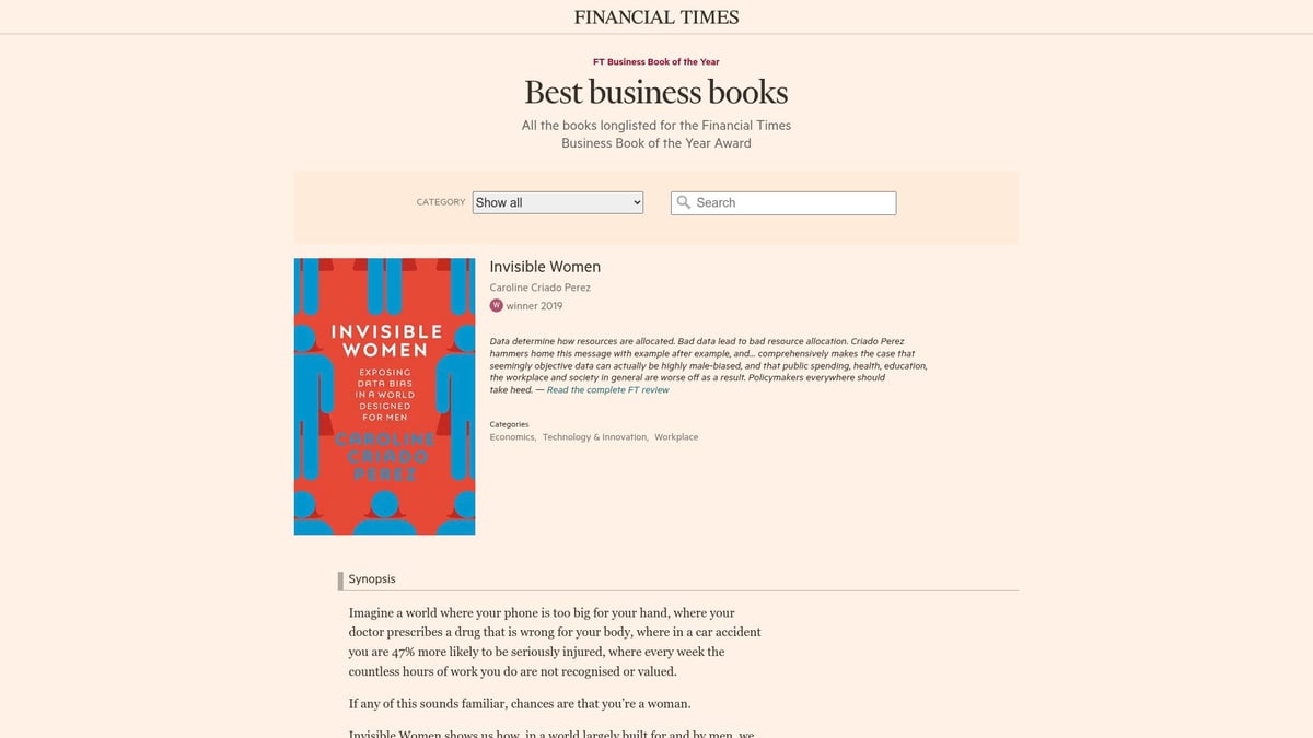 Top 10 Best Economic Books to Read in 2026 - Invisible Women by Caroline Criado Perez