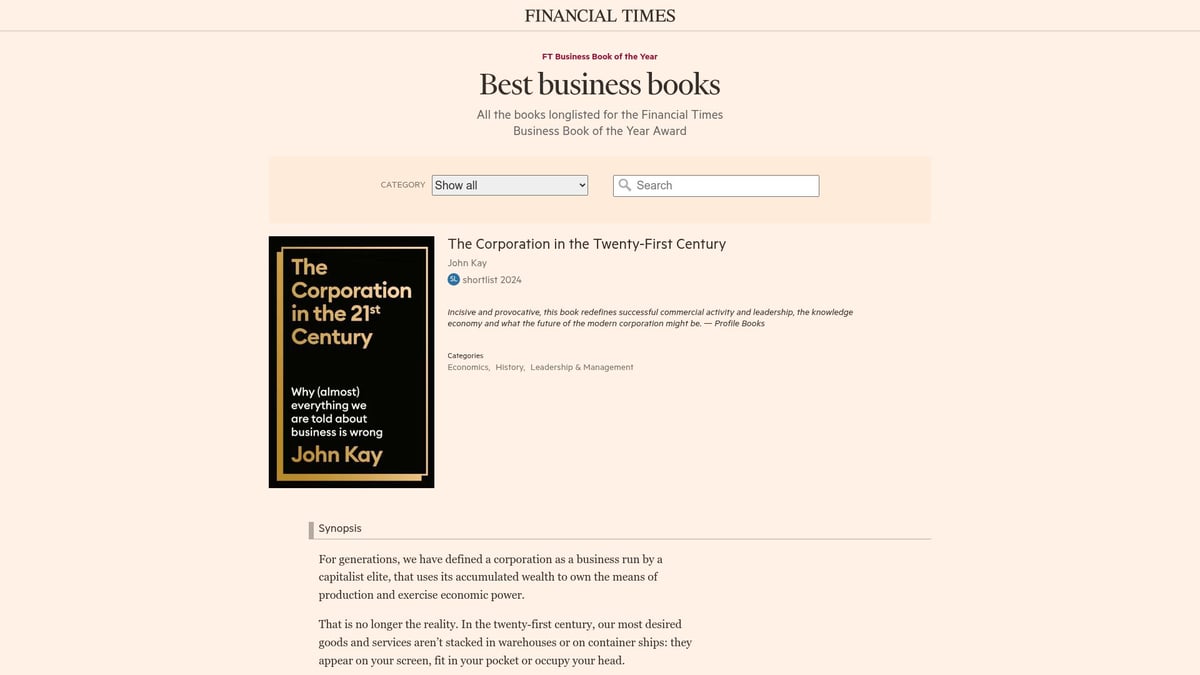 Top 10 Best Economic Books to Read in 2026 - The Corporation in the Twenty-First Century by John Kay