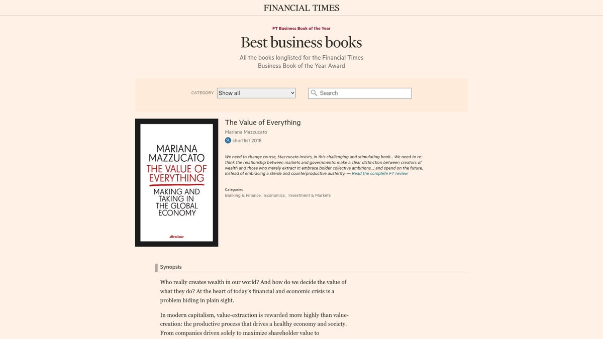 Top 10 Best Economic Books to Read in 2026 - The Value of Everything by Mariana Mazzucato