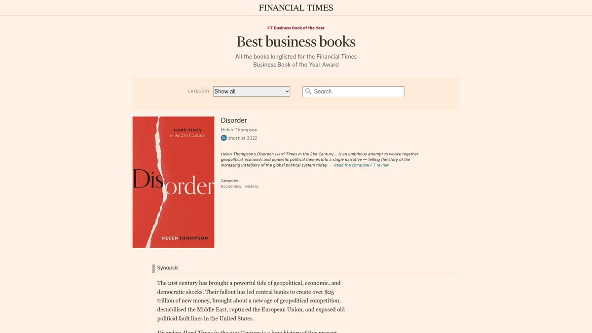 Top 10 Best Economic Books to Read in 2026 - Disorder by Helen Thompson