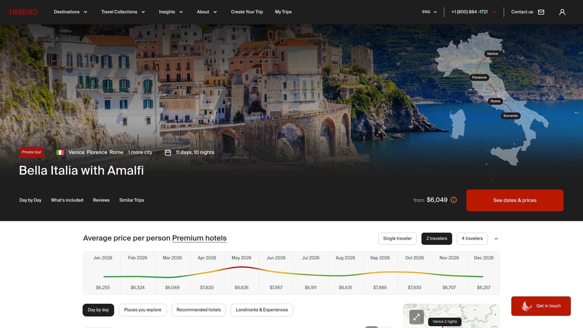 7 Best All Inclusive Italy Packages for 2026 Travelers - 2. Firebird Tours: Bella Italia with Amalfi