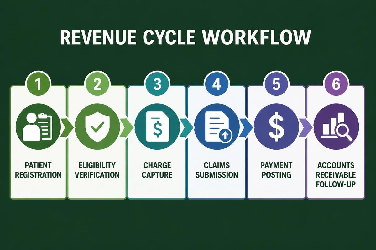 Revenue cycle workflow stages