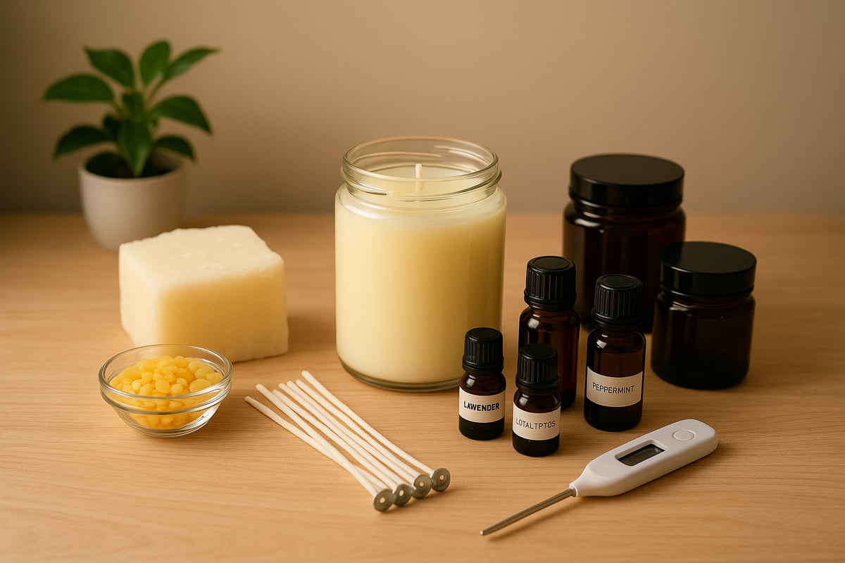 Materialien und Werkzeuge für handgefertigte Duftkerzen