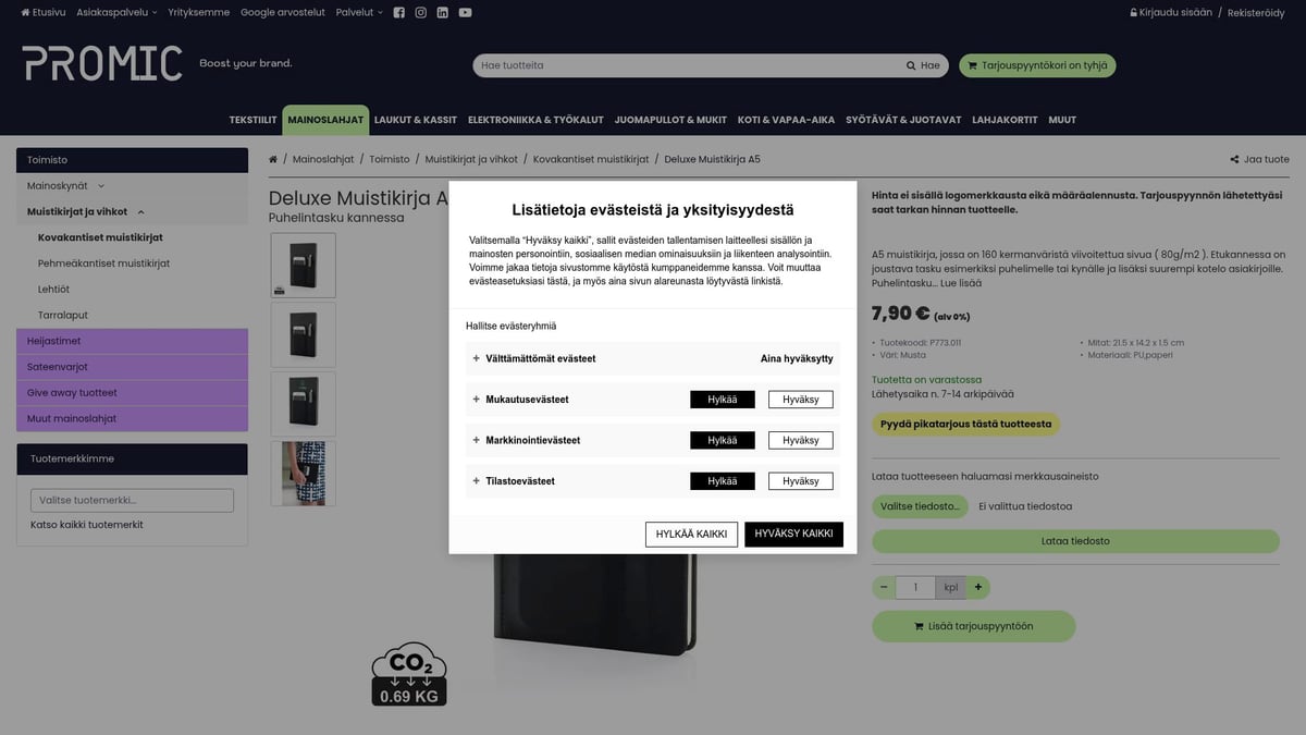 7 Parasta Mainos ja Liikelahjat Ideaa Yrityksille 2025 - Deluxe Muistikirja A5 – Puhelintaskulla
