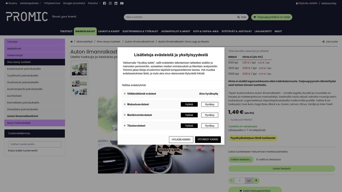 7 Parasta Mainos ja Liikelahjat Ideaa Yrityksille 2025 - Auton Ilmanraikastin Oma Logo ja Muoto