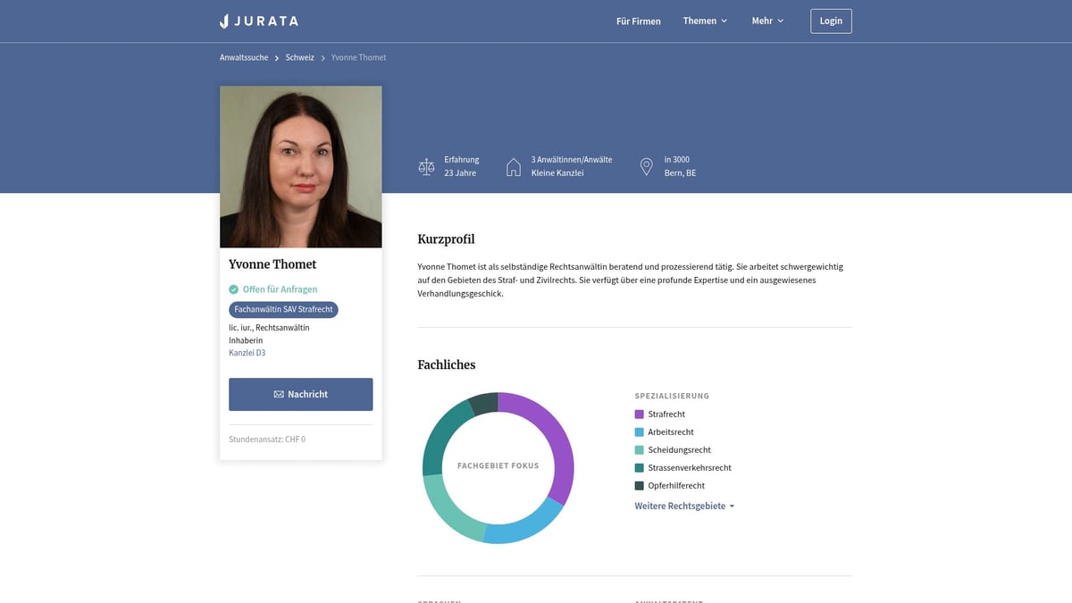 Top 10 Bern Anwälte 2026: Experten Für Ihr Recht - Yvonne Thomet – Kanzlei D3, Fachanwältin SAV Strafrecht