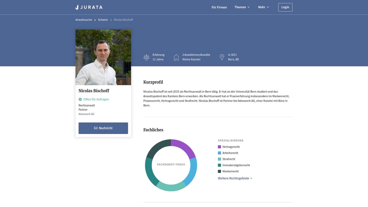 Top 10 Bern Anwälte 2026: Experten Für Ihr Recht - Nicolas Bischoff – Advowerk AG