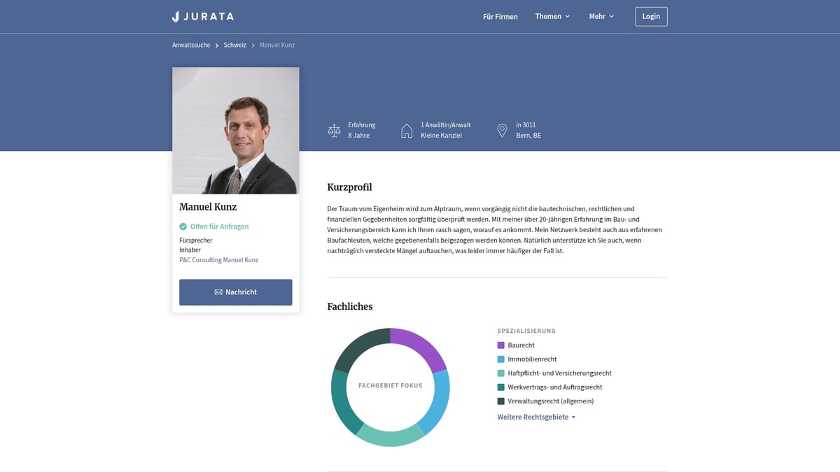 Top 10 Bern Anwälte 2026: Experten Für Ihr Recht - Manuel Kunz – P&C Consulting