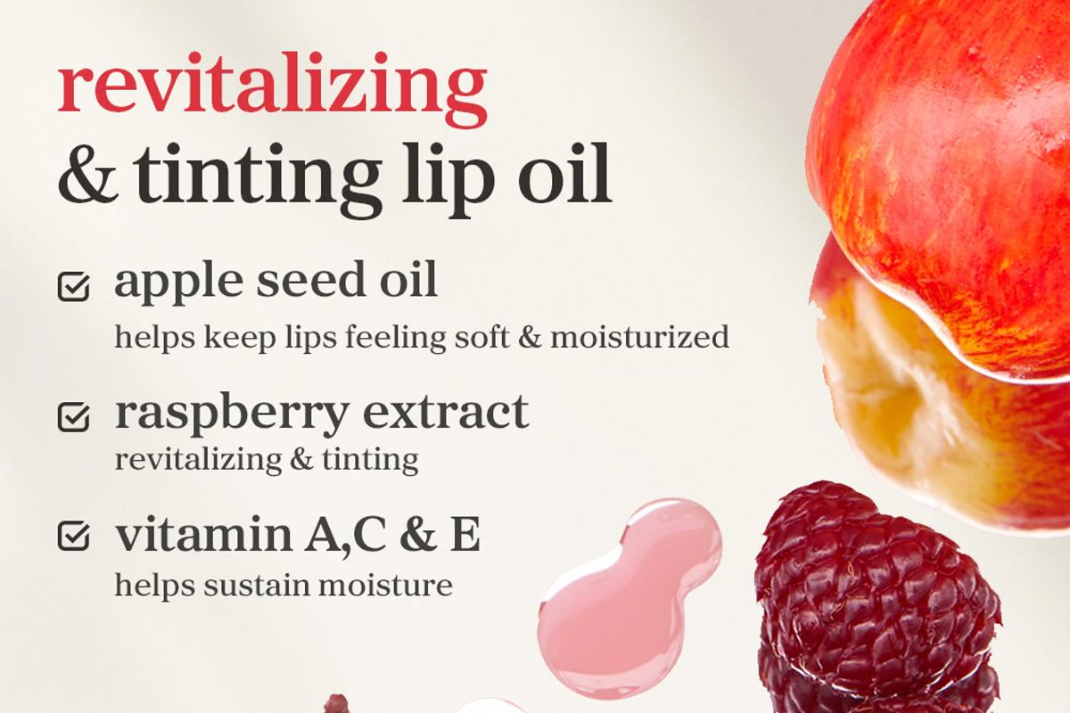 The special ingredients of nooni appleberry lip oil and their corresponding benefits.