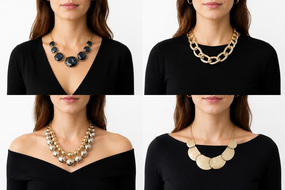 Necklace coordination with different necklines
