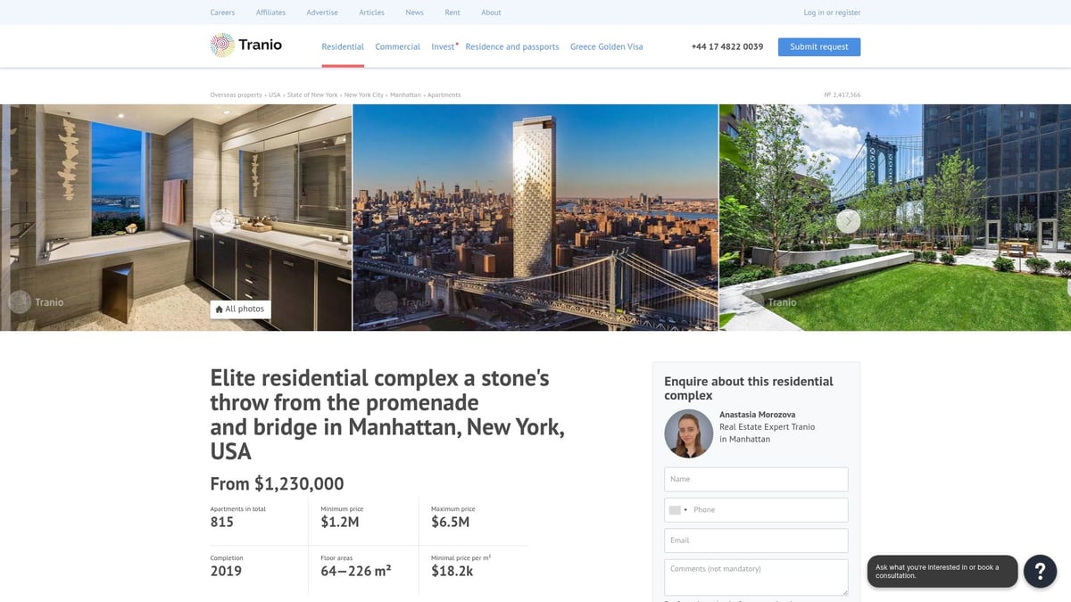 Top 10 Apartments for Sale in 2026: Best Locations Revealed - Elite Residential Complex near Promenade & Bridge, Manhattan, New York