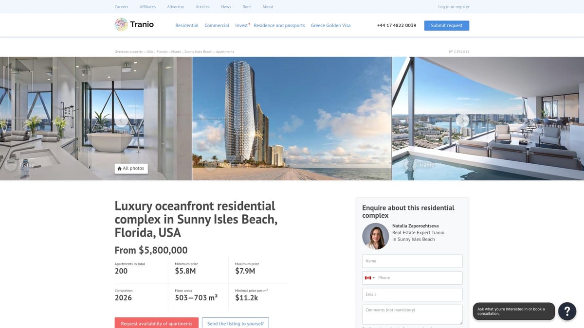 Top 10 Apartments for Sale in 2026: Best Locations Revealed - Luxury Oceanfront High-Rise, Sunny Isles Beach, Florida