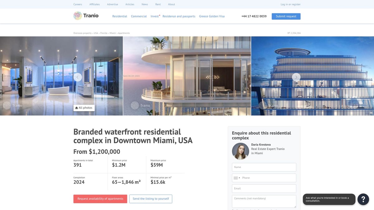 Top 10 Apartments for Sale in 2026: Best Locations Revealed - Branded Waterfront Residential Complex, Downtown Miami, Florida