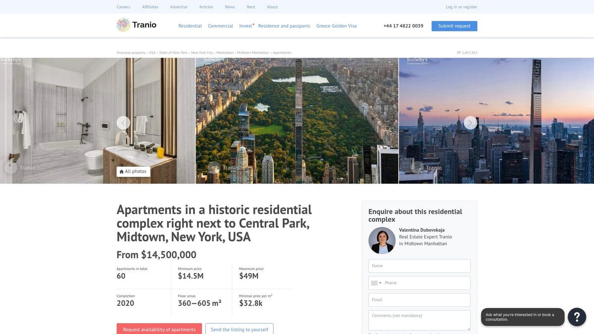 Top 10 Apartments for Sale in 2026: Best Locations Revealed - Apartments Next to Central Park, Midtown, New York