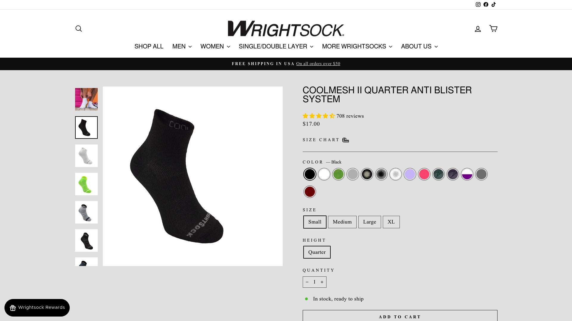 7 Best Walking Sock Options for Comfort and Support in 2025 - Wrightsock Coolmesh II Quarter Anti-Blister Socks