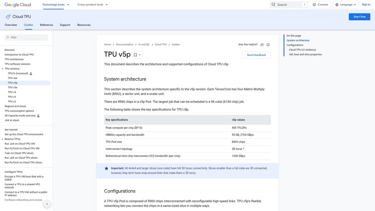 7 Essential GPU for AI Training Options in 2026 - Google Cloud TPU v5p