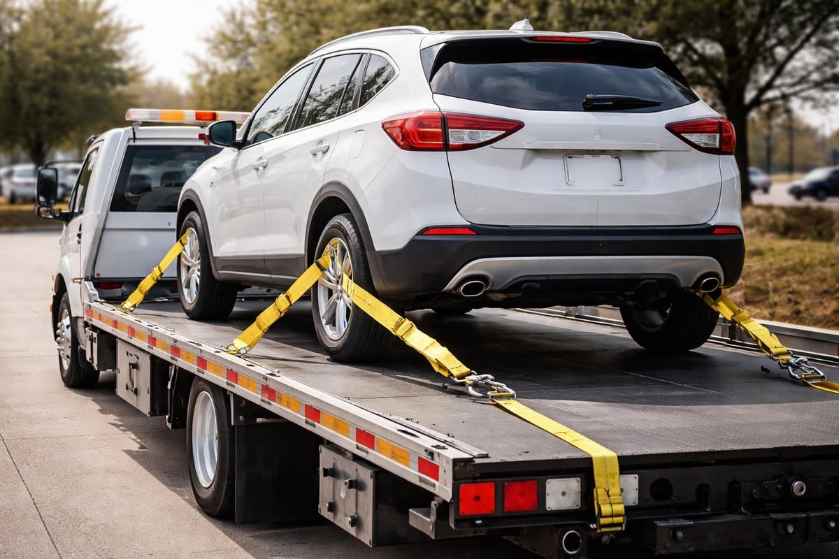 Vehicle securing on flatbed