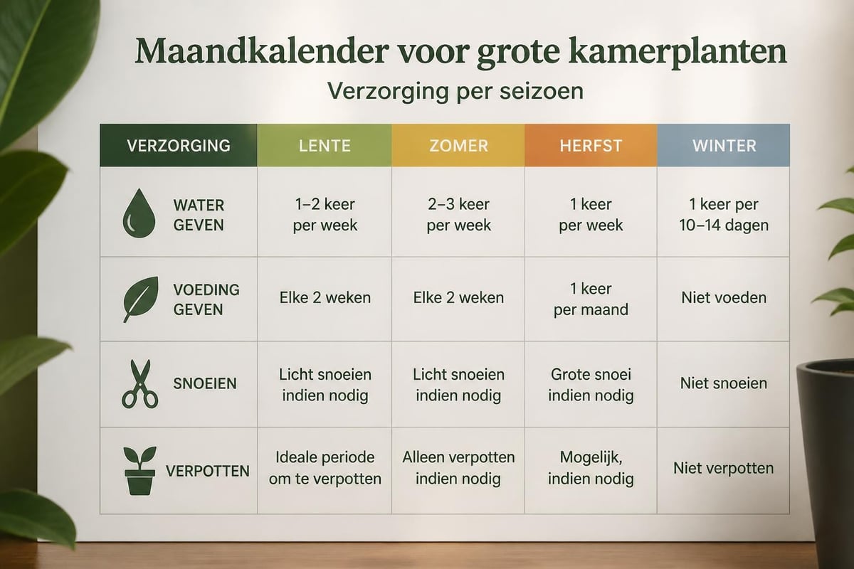 Verzorgingsschema grote bladplanten