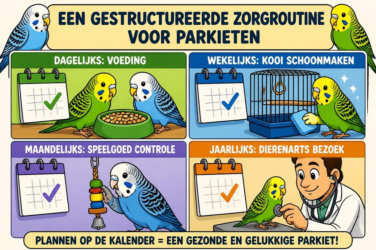 Parkiet verzorgingsroutine