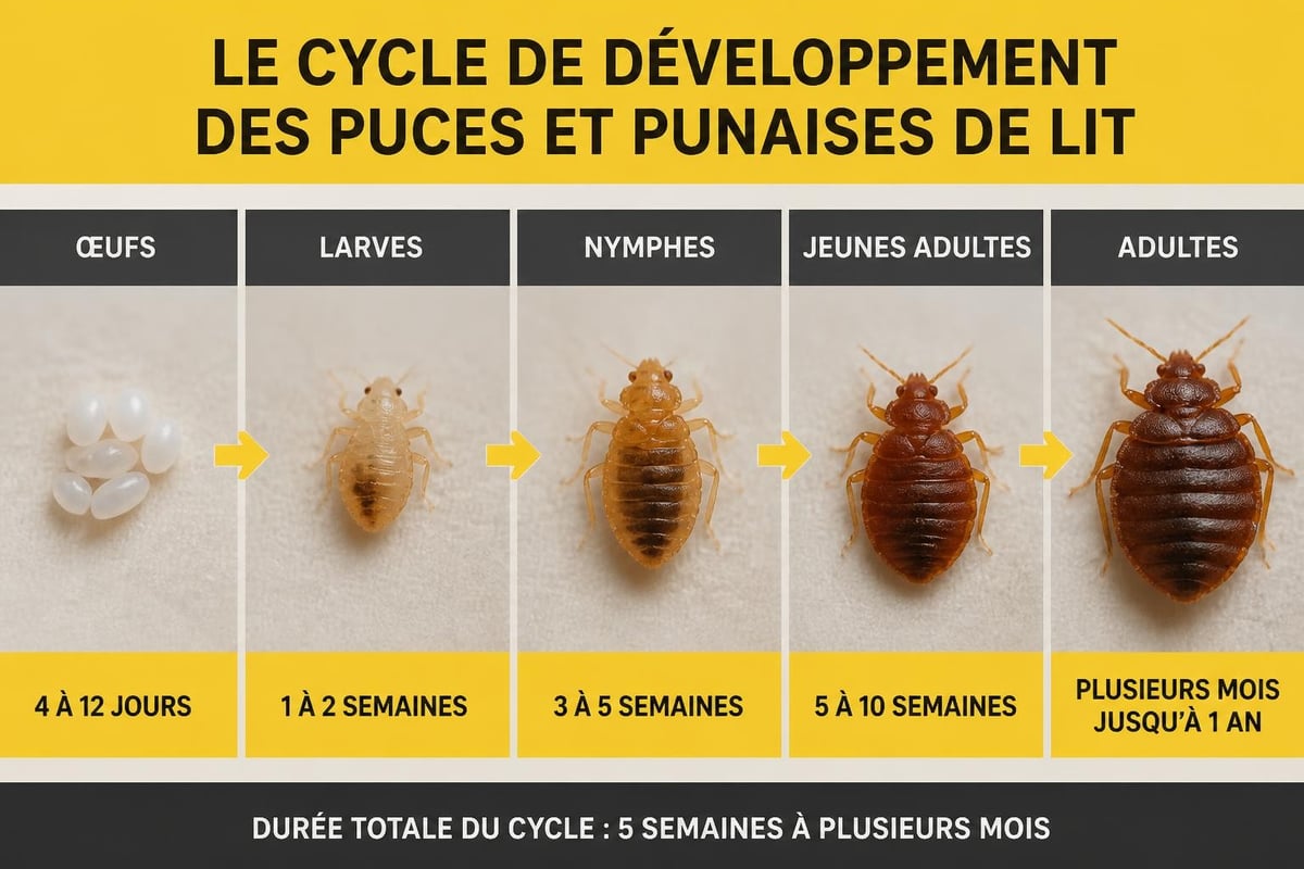 Cycle de vie des parasites de lit