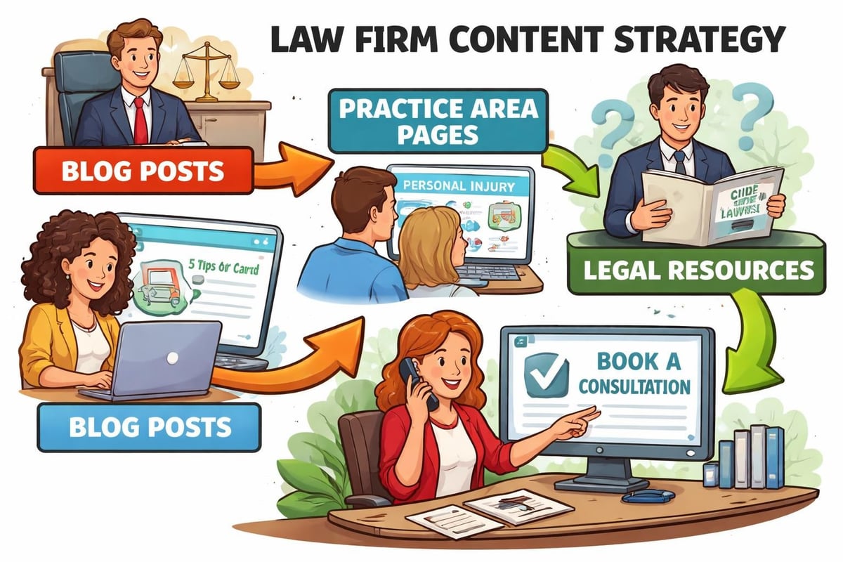 Content marketing funnel for attorneys