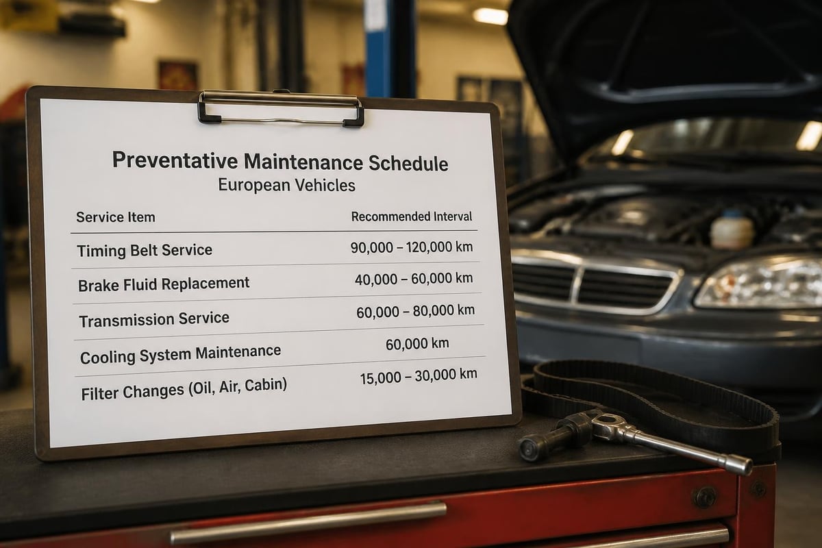 European vehicle maintenance timeline