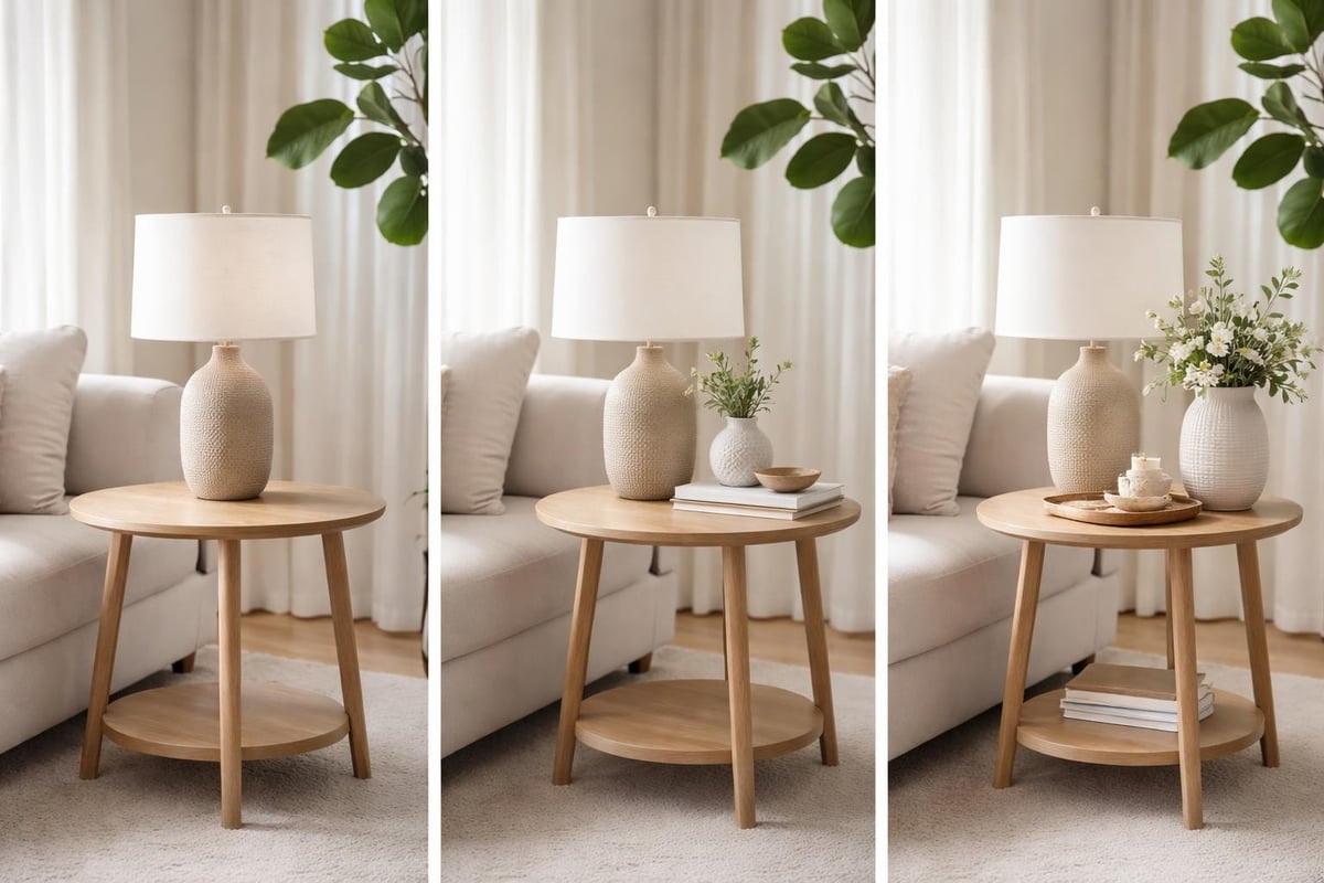 Round table lamp styling layers