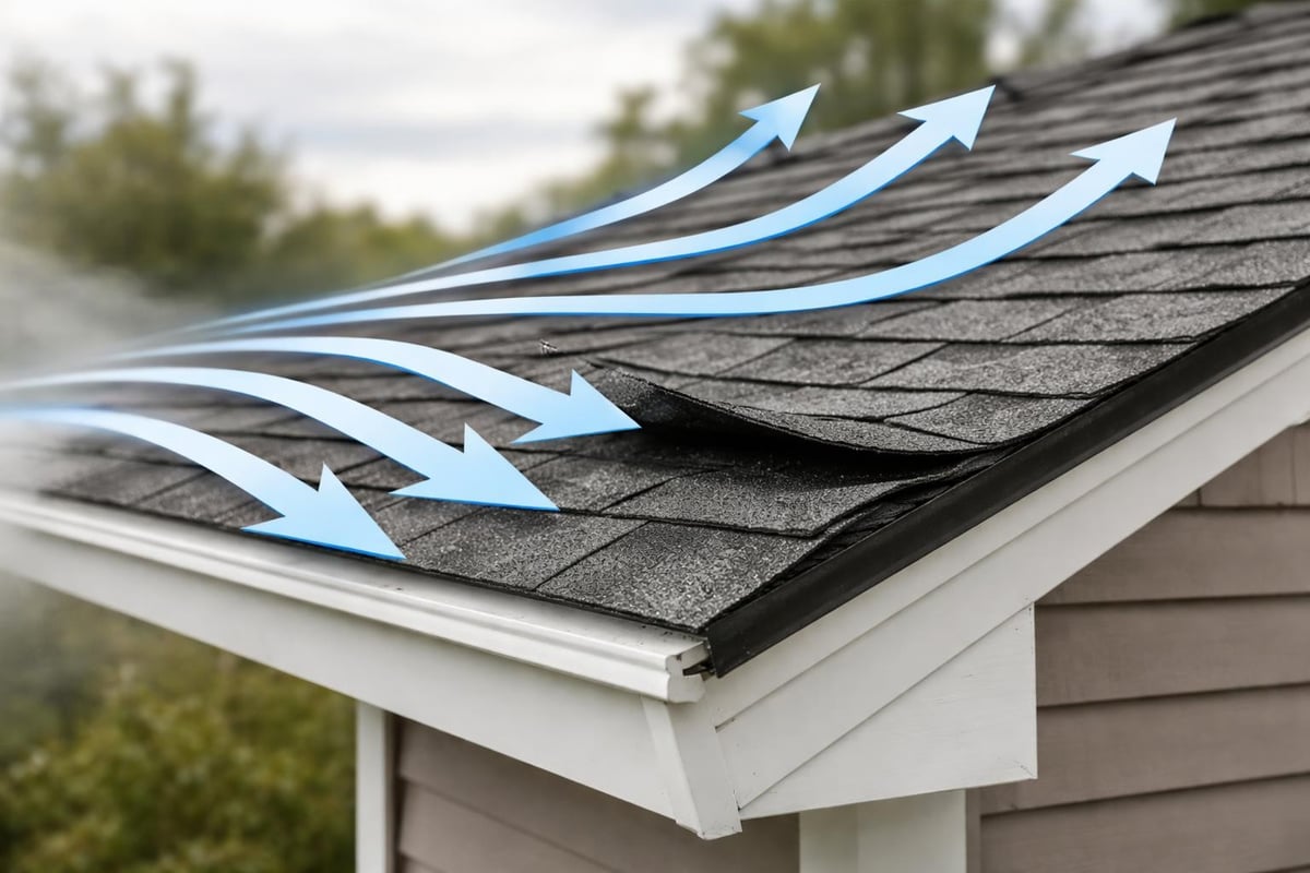 Wind uplift mechanics on shingles