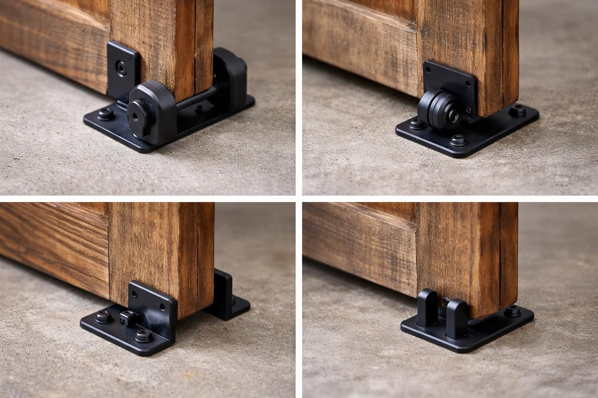 Garage barn door floor guide installation