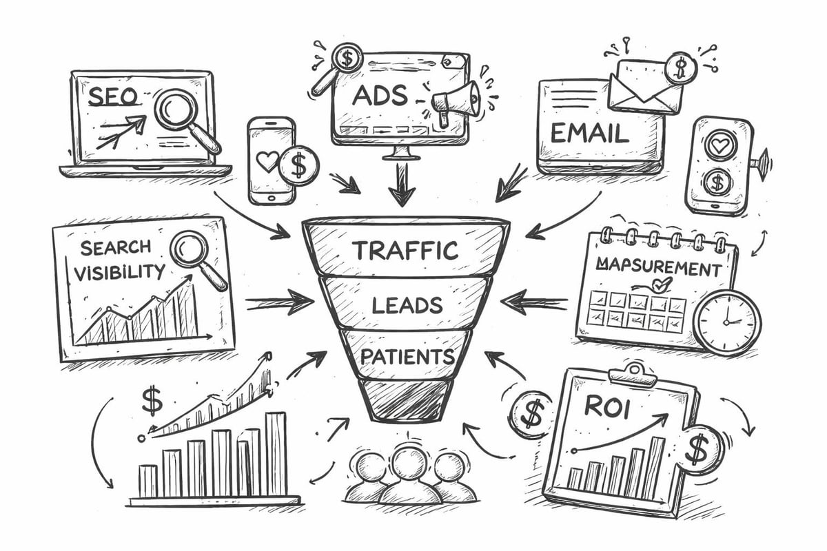 Healthcare SEO metrics dashboard
