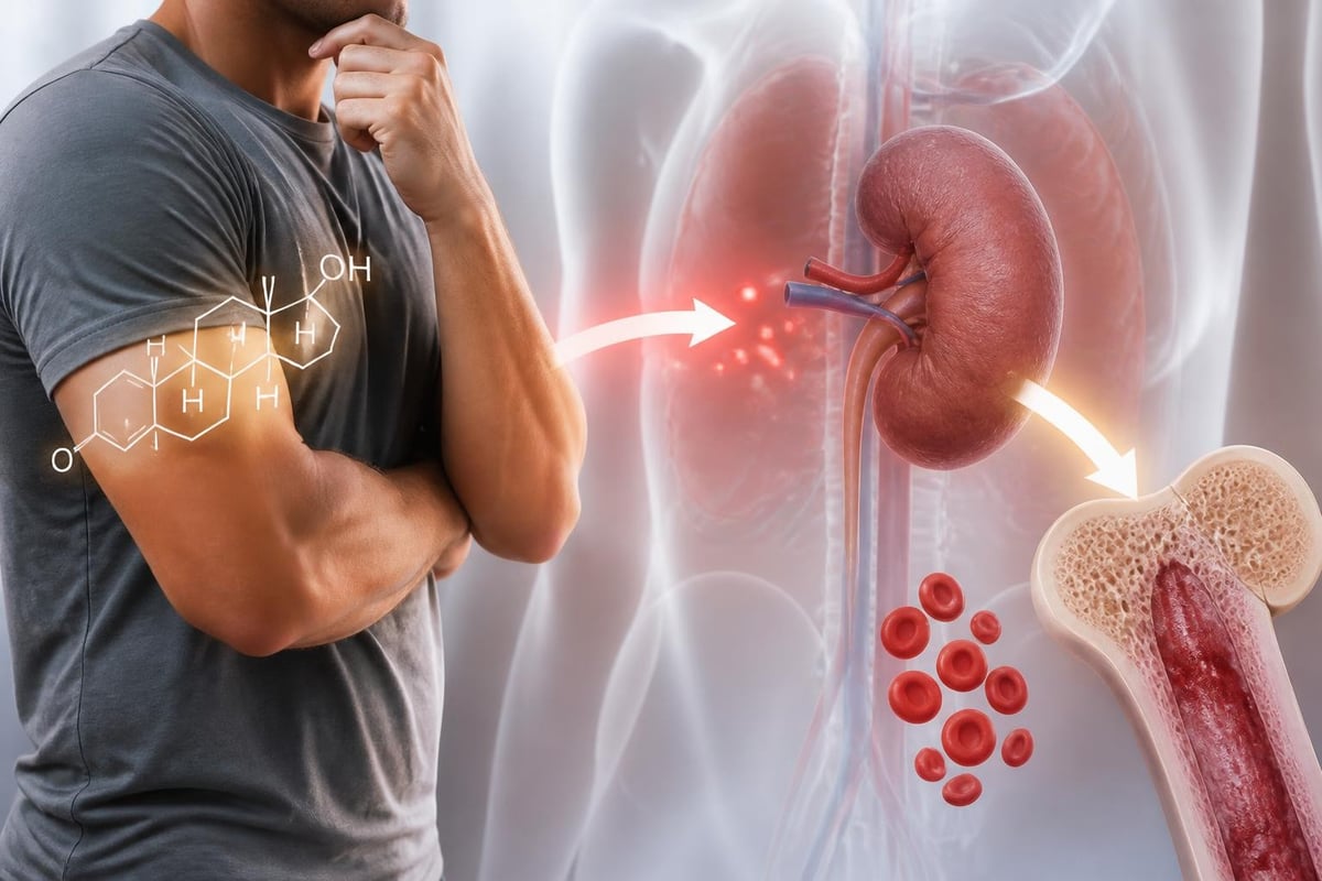 Testosterone stimulating erythropoietin production