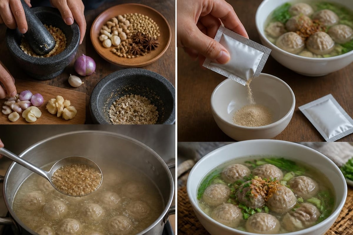 Perbandingan bumbu tradisional vs sachet