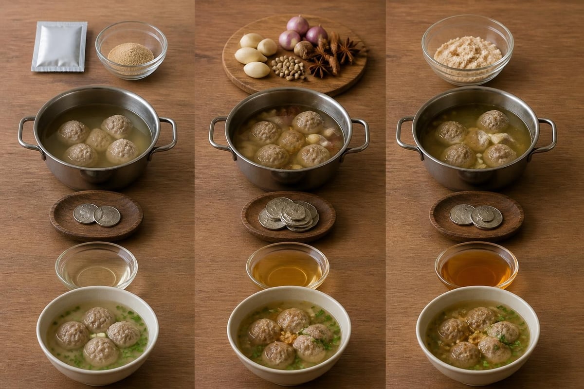 Perbandingan tiga metode memasak kuah bakso