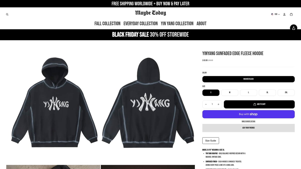 7 Trendy Edge Shirt Styles to Rock in 2025 - Maybe Today NYC Yin Yang Sunfaded Edge Fleece Hoodie