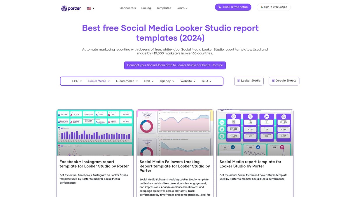 Top 7 Marketing Report Templates for Agencies in 2026 - Porter Metrics Social Media Performance Templates