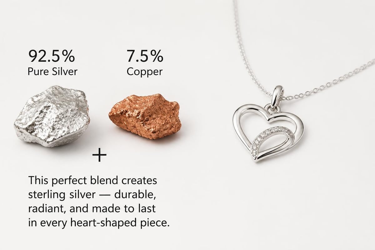 Sterling silver composition and heart necklace craftsmanship