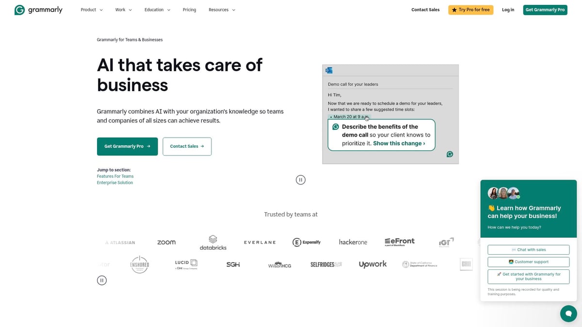9 Essential AI Tools That Automate Business in 2026 - Grammarly Business: AI Writing Assistant