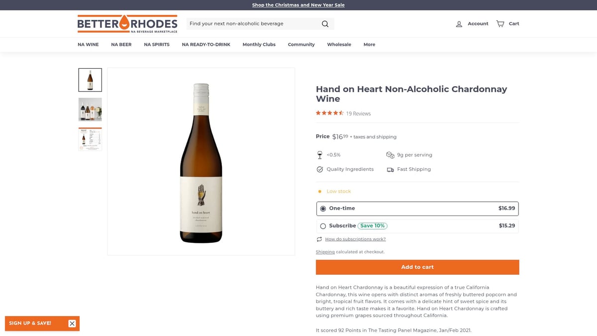 7 Alcohol Free Wine Best Picks to Try in 2026 - Hand on Heart Non-Alcoholic Chardonnay Wine