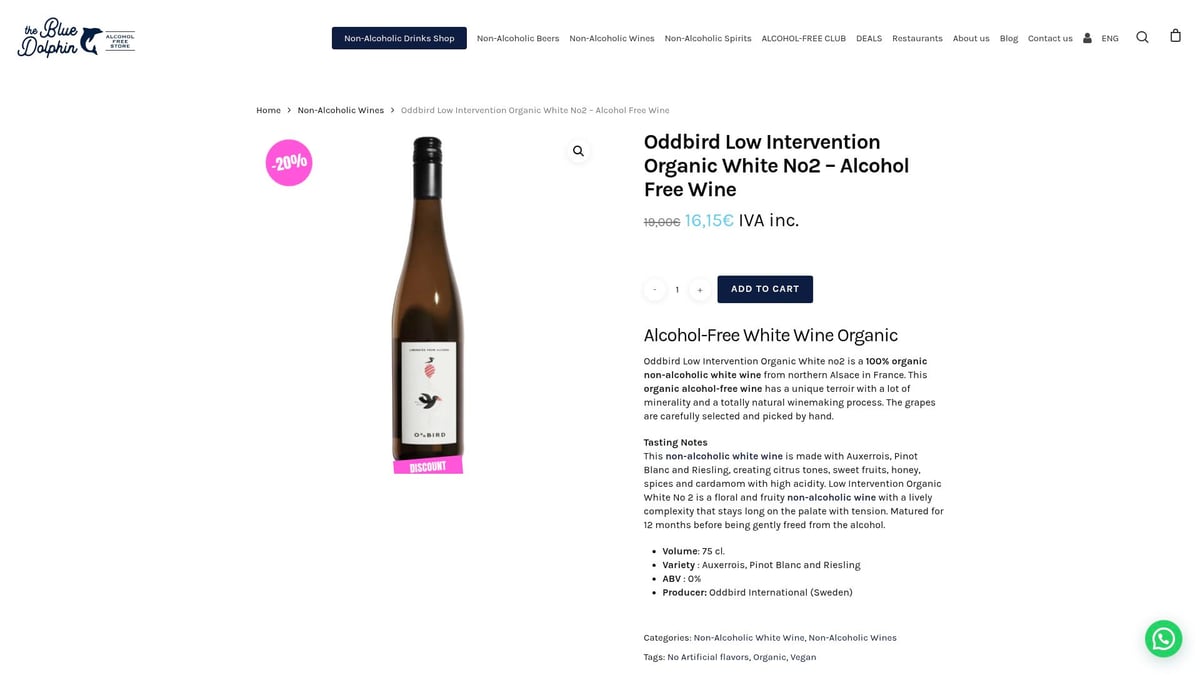 7 Alcohol Free Wine Best Picks to Try in 2026 - Oddbird Low Intervention Organic White No2 Alcohol-Free Wine