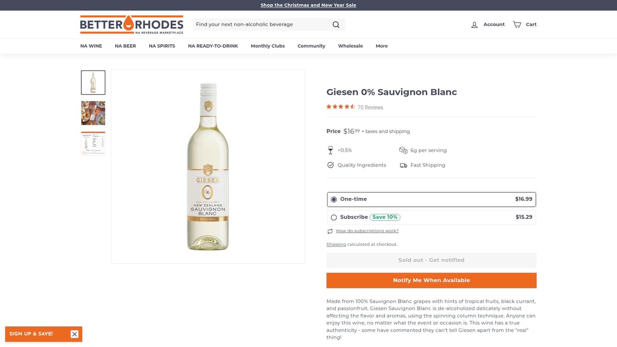 7 Alcohol Free Wine Best Picks to Try in 2026 - Giesen 0% Sauvignon Blanc