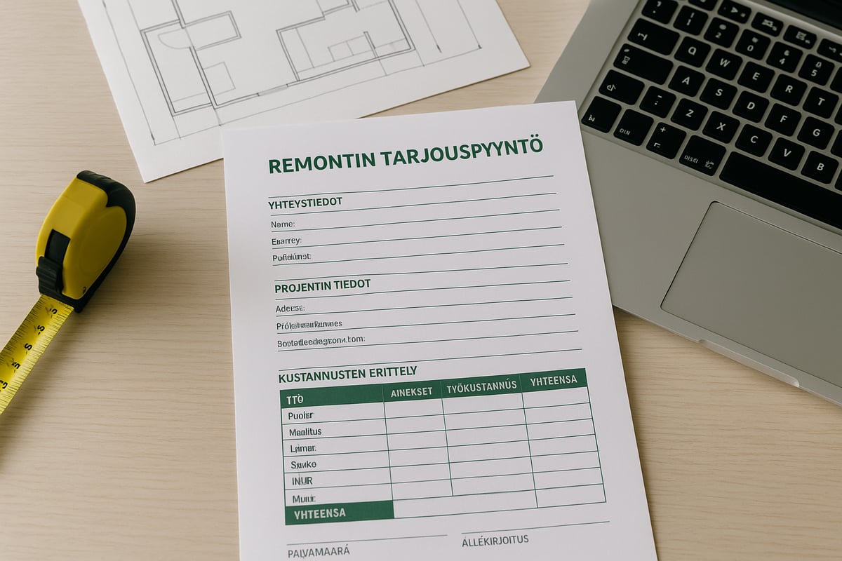 Remontin Tarjouspyyntö Mallin Rakenne ja Sisältö