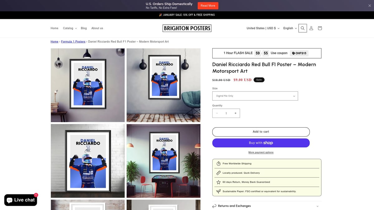 7 Best Daniel Ricciardo Poster Picks for F1 Fans 2026 - Daniel Ricciardo Red Bull F1 Poster – Brighton Posters