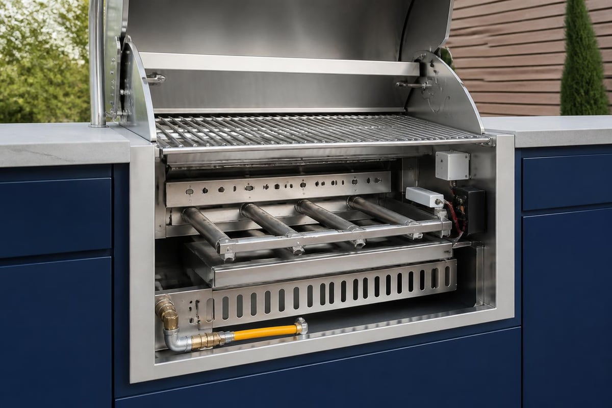 Built in gas barbecue grill components