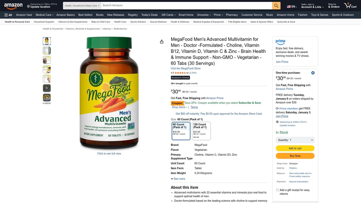8 Best Vitamins For Men in 2026 for Energy and Wellness - MegaFood Men's Advanced Multivitamin